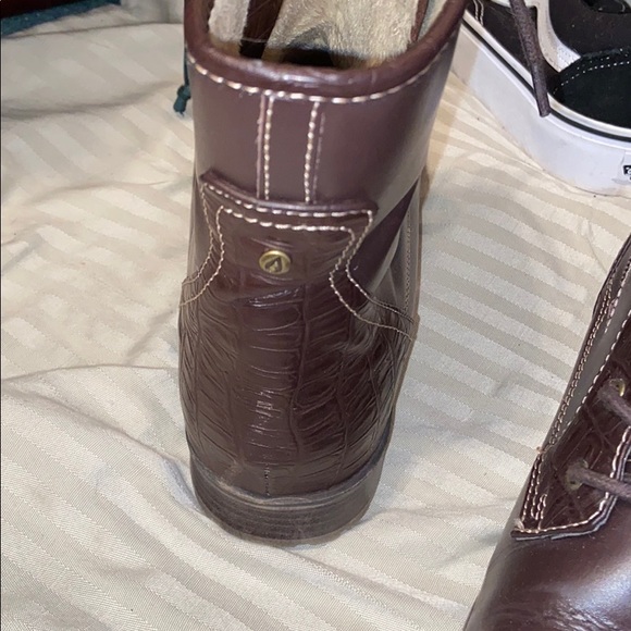 Brown Lace Up and Zipper Combat Boots - Picture 4 of 7